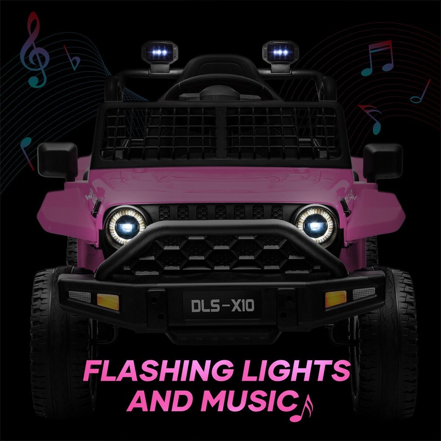 Kids Ride On Car Toy Electric Truck Parental Remote Control Jeep Vehicle 12V Music Light Pink
