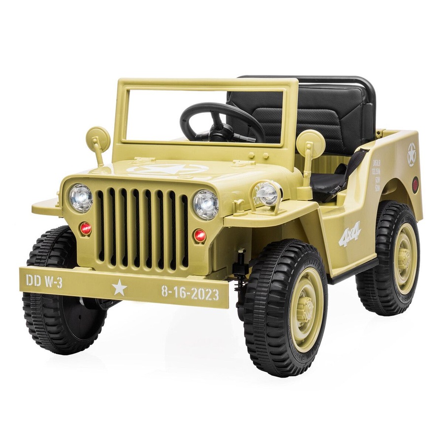 Kids Ride On Jeep Car Electric Vehicle Toy Off Road Truck 12V Battery Powered Childrens Driving Parental Remote Control MP3 Flashing Lights 3 Speeds