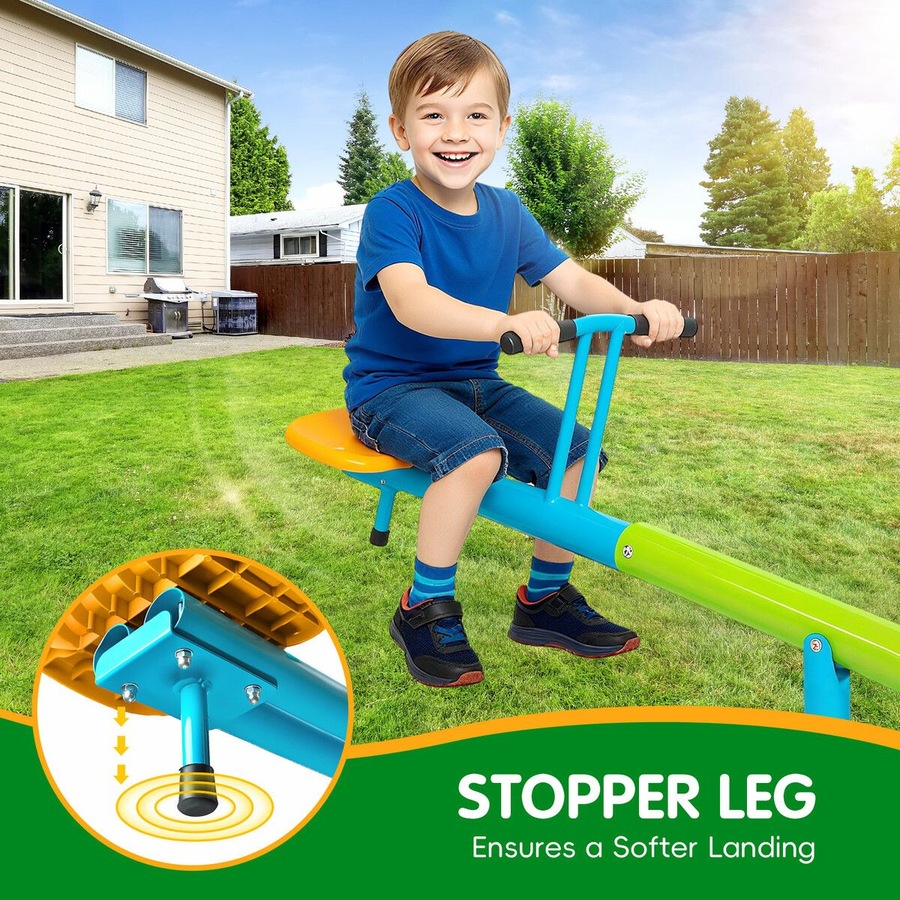 Kids Seesaw Play Toys Outdoor Indoor Sport Gym Playground Equipment Teeter Totter 360 Degree Rotating Spinning Swivel Sit and Spin Garden Activity Set