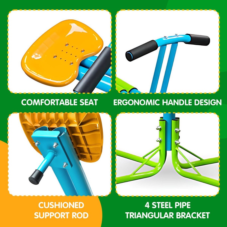Kids Seesaw Play Toys Outdoor Indoor Sport Gym Playground Equipment Teeter Totter 360 Degree Rotating Spinning Swivel Sit and Spin Garden Activity Set
