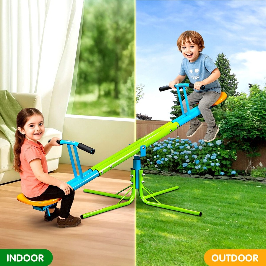Kids Seesaw Play Toys Outdoor Indoor Sport Gym Playground Equipment Teeter Totter 360 Degree Rotating Spinning Swivel Sit and Spin Garden Activity Set