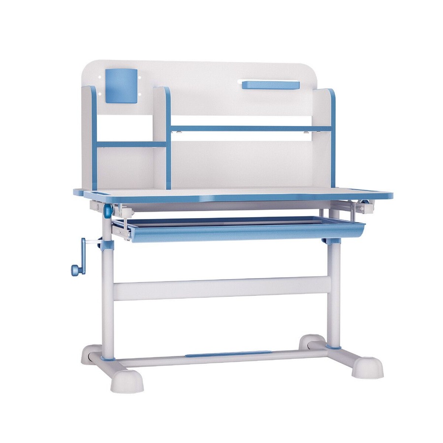 Kids Study Desk Chair Set Ergonomic School Student Table Height Adjustable Seat with Tilt Desktop Storage Shelf Drawer for Writing Drawing Learning