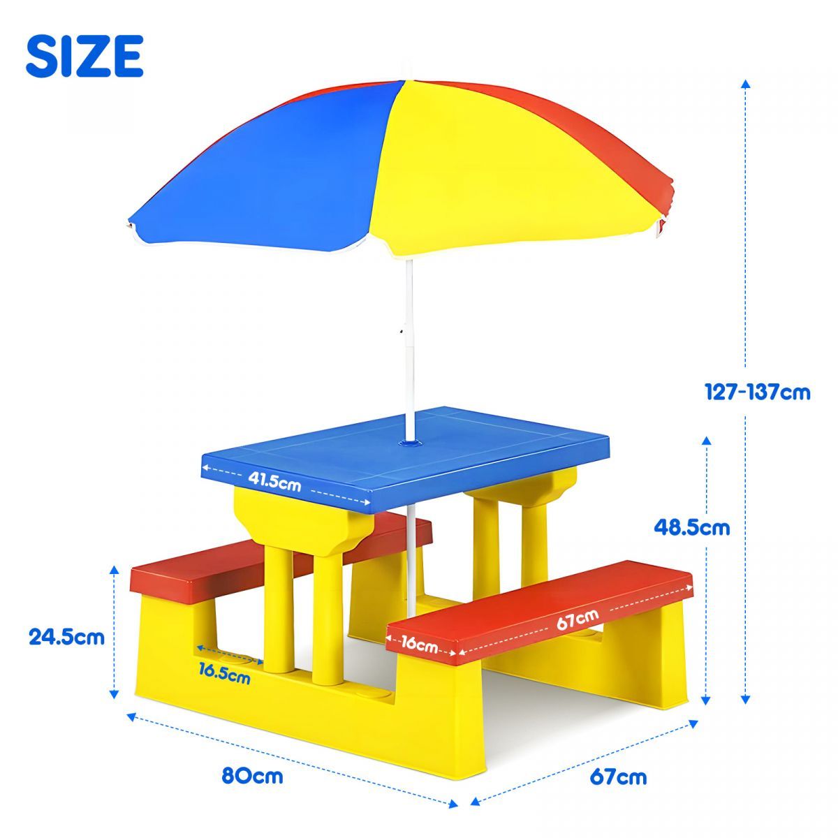 Childrens table and 2024 chairs with umbrella