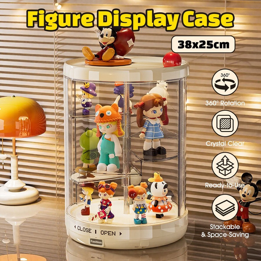 Kids Toys Display Case Action Figure Storage Car Model Showcase Cabinet Minifigure Doll Blind Box Collectible Dust Proof Clear Step Organiser 38x25cm