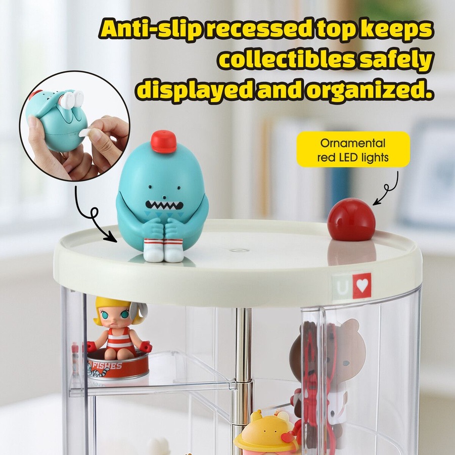 Kids Toys Display Case Action Figure Storage Car Model Showcase Cabinet Minifigure Doll Blind Box Collectible Dust Proof Clear Step Organiser 38x25cm