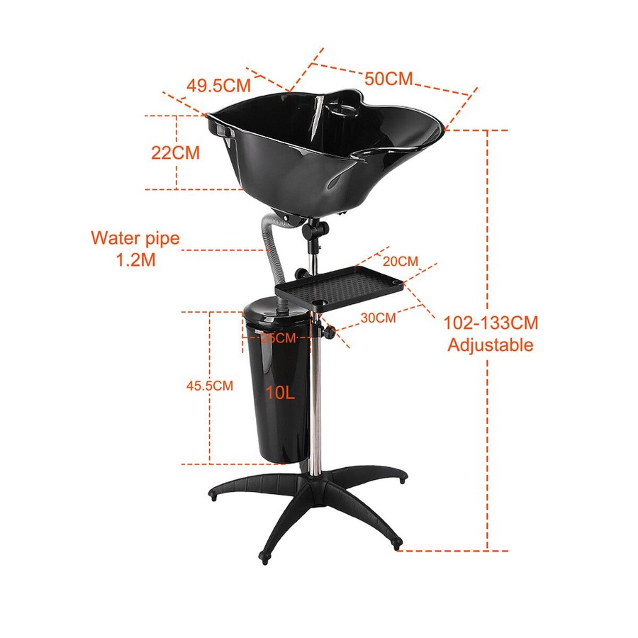 Large Salon Basin Portable Shampoo Hairdressing Hair Wash Bowl Barber Furniture Mobile Washing Sink Cutting Beauty Shop Seniors High Gloss Adjustable