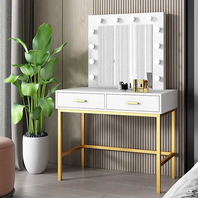 Large Vanity Dressing Table Dresser Makeup With 12 Led Lights Mirror And 2 Drawers White Mydeal Large Vanity Dressing Table Dresser, Big Vanity Mirror With Lights And Drawers