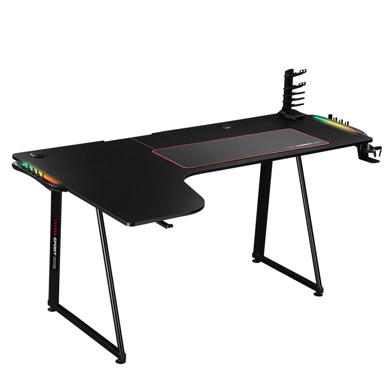 Buy LED Gaming Desk Carbon Fibre Computer Desktop Racer Table Study ...