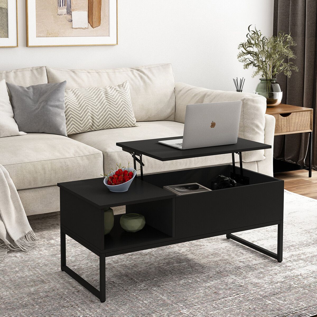 Black lift store top coffee table