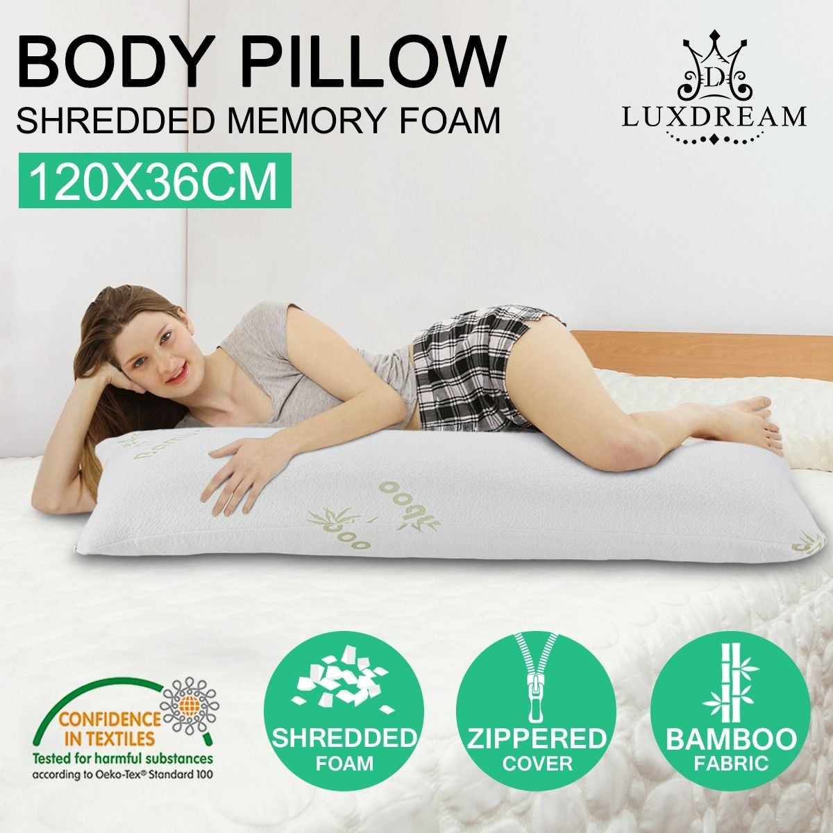 shredded memory foam pillow with bamboo cover