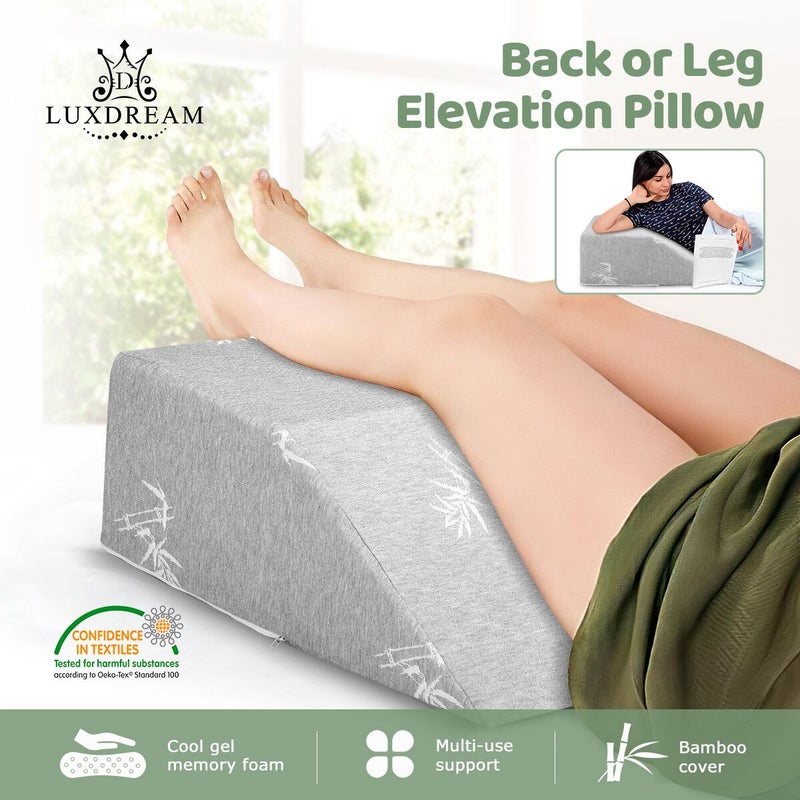 Leg Elevation Pillow with Cooling Gel Memory Foam Top, Wedge