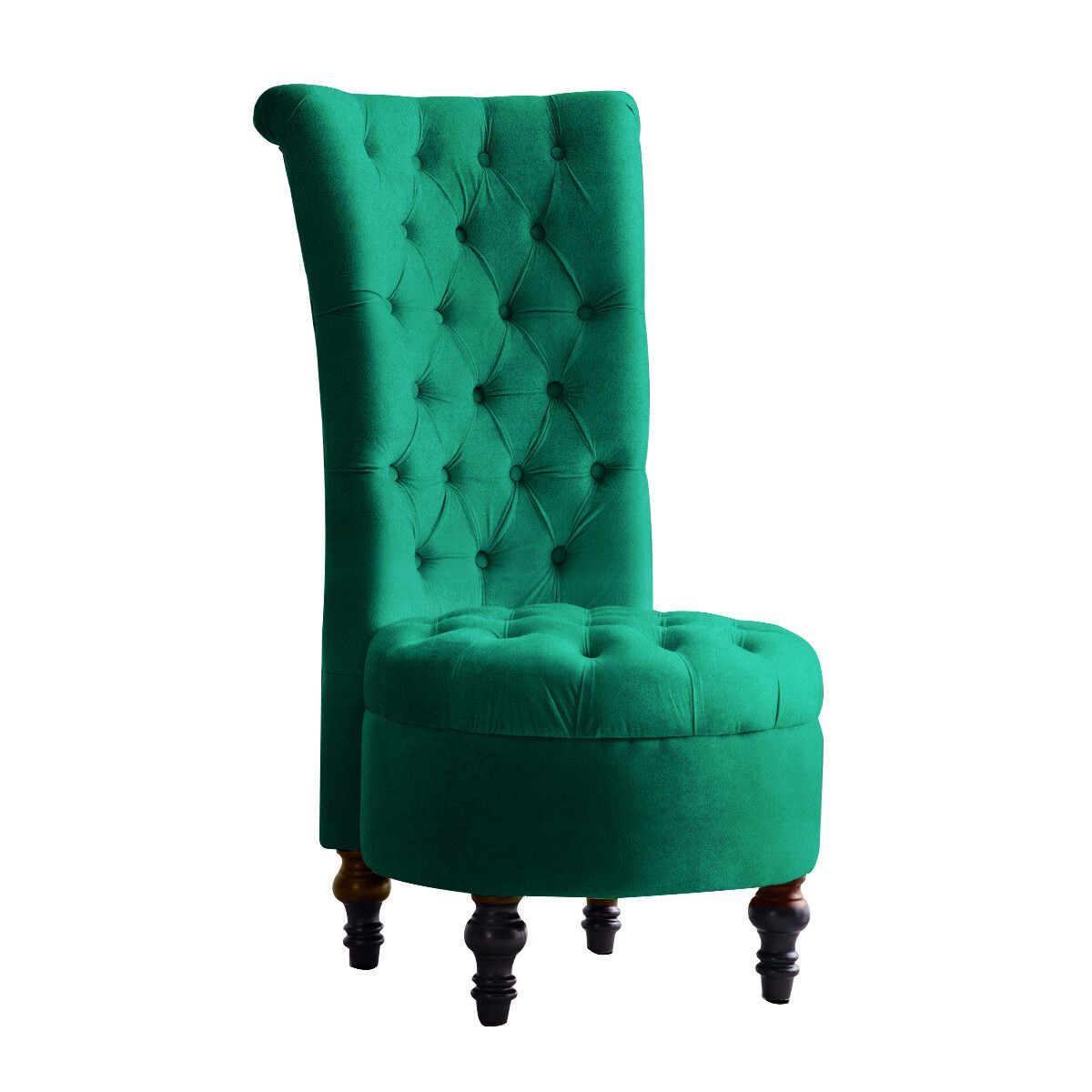 green button back chair