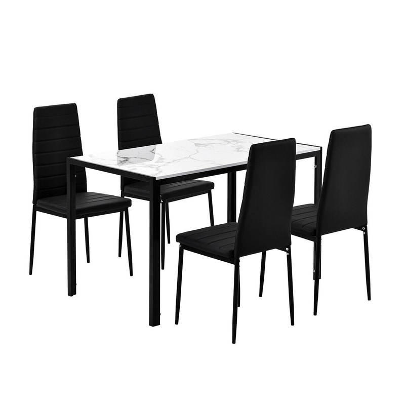 Buy Marble Dining Table Set 4 Chairs Sintered Stone Large Glossy Desk