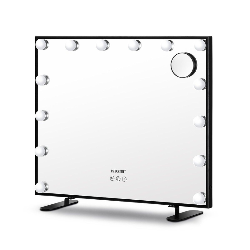 Buy Makeup Mirror 14 LED Lights Hollywood Style Touch Control Vanity Mirror Black Maxkon MyDeal