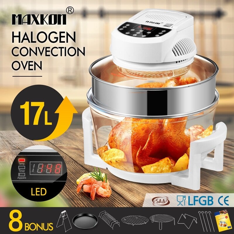 Buy Maxkon 17L Halogen Oven Cooker Air Fryer with LED Display White ...