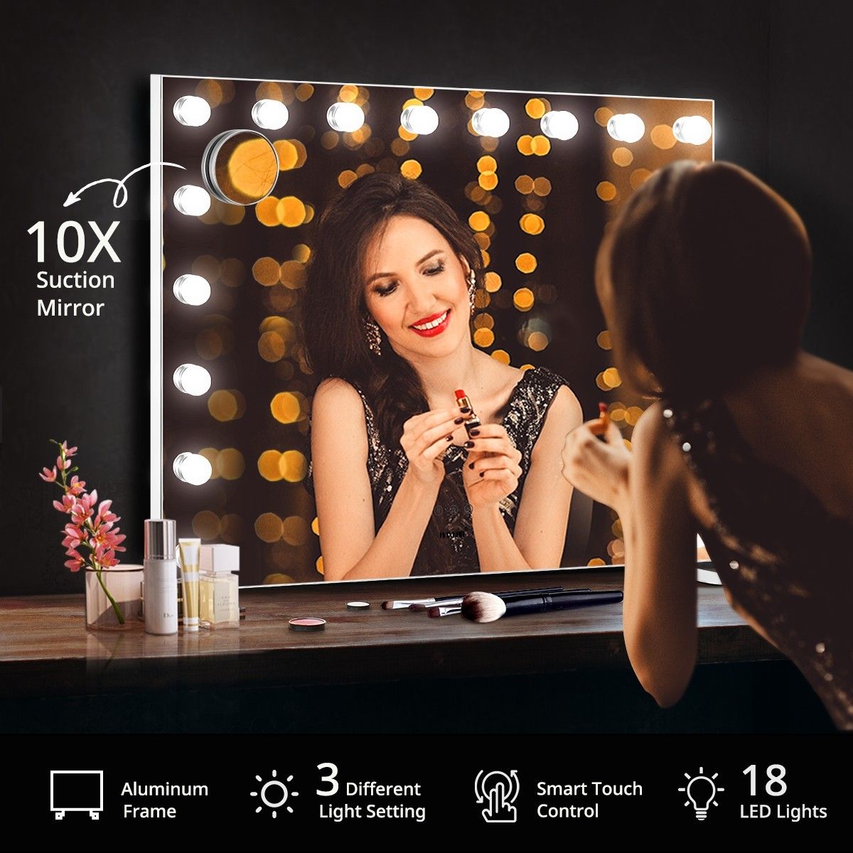 Makeup mirror with different deals light settings