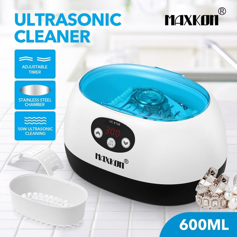 Buy MAXKON 600ml Ultrasonic Cleaner Rings Watches Dentures Glasses  Jewellery Cleaning - MyDeal