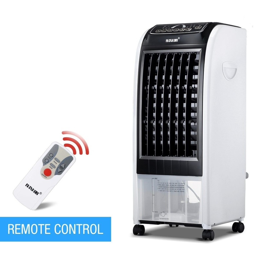 MAXKON 7L Mobile Evaporative Air Cooler Fan Humidifier Air Purifier Ionizer 3 Modes with Remote Control Black