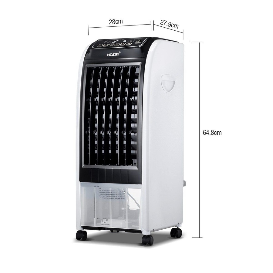 MAXKON 7L Mobile Evaporative Air Cooler Fan Humidifier Air Purifier Ionizer 3 Modes with Remote Control Black
