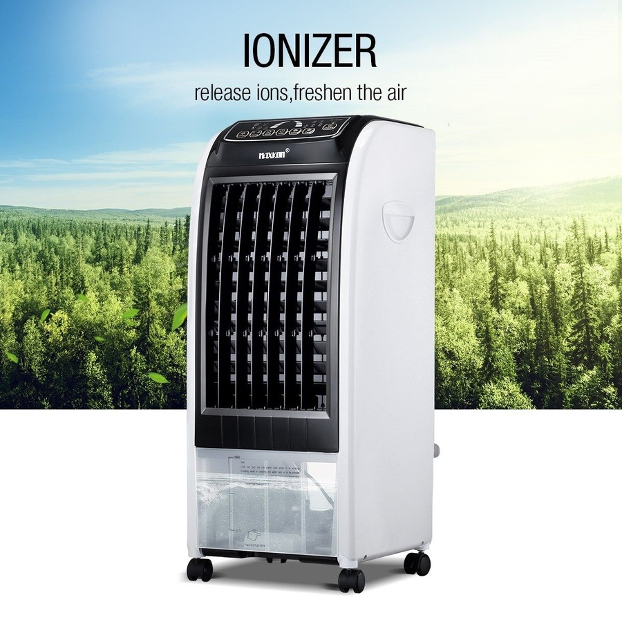 MAXKON 7L Mobile Evaporative Air Cooler Fan Humidifier Air Purifier Ionizer 3 Modes with Remote Control Black