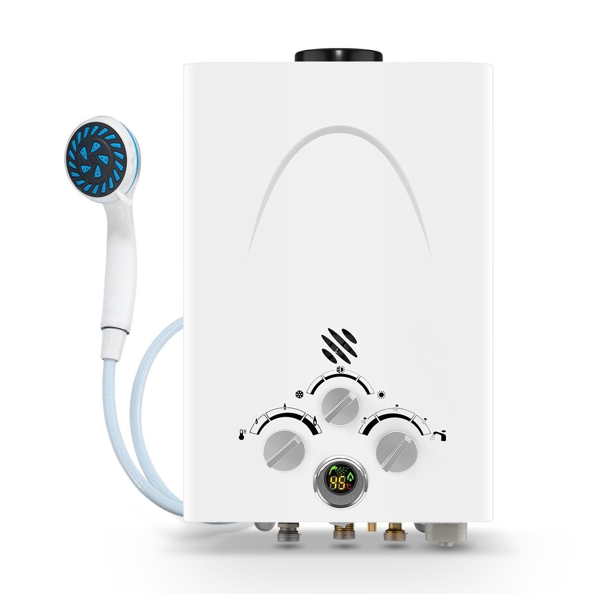 MAXKON 520L per Hr Portable Outdoor Gas Water Heater Instant Shower – White