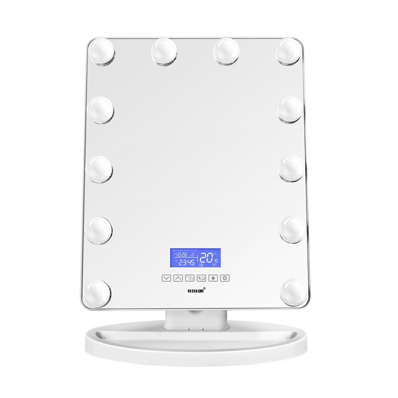 Buy Maxkon Lighted Makeup Vanity Mirror 12 LED Lights Hollywood Style Bluetooth MyDeal