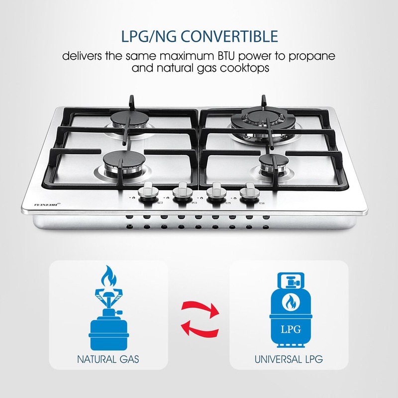 Buy Maxkon Gas Cooktop 4 Burners Cooker 60cm Stove Cook Tops Hobs