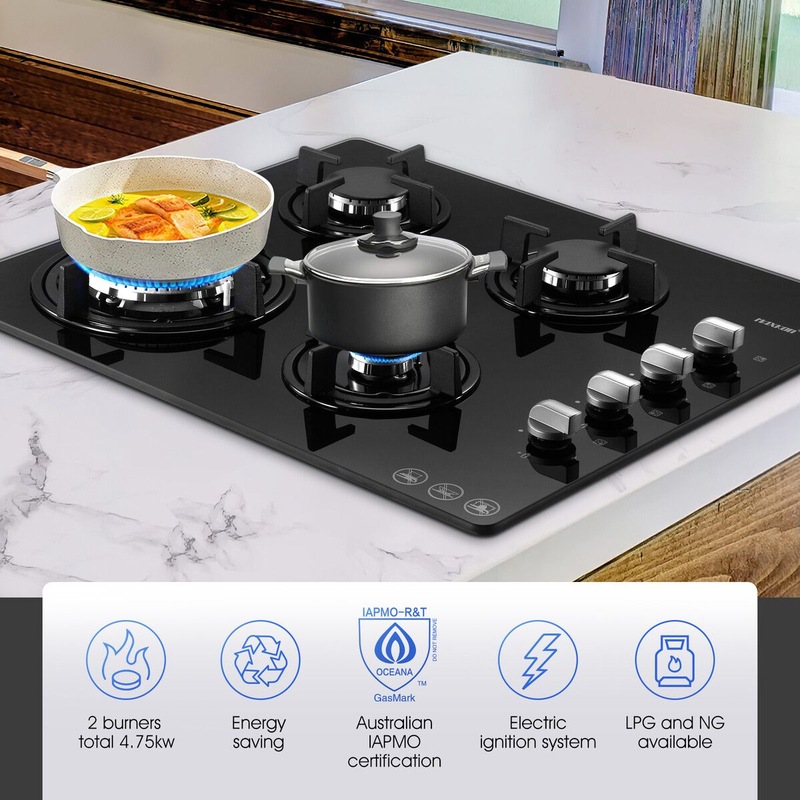 Buy Maxkon Gas Cooktop Cooker 4 Burners Stove Tops 60cm Cook Hobs