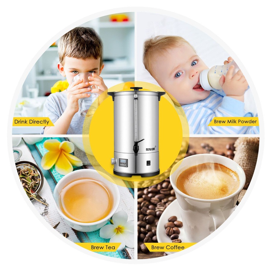 Maxkon Hot Water Urn 19L Instant Heat Beverage Dispenser Cold Coffee Maker Warm Tea Kettle Machine Commercial Home Stainless Steel Double Layer Boiler