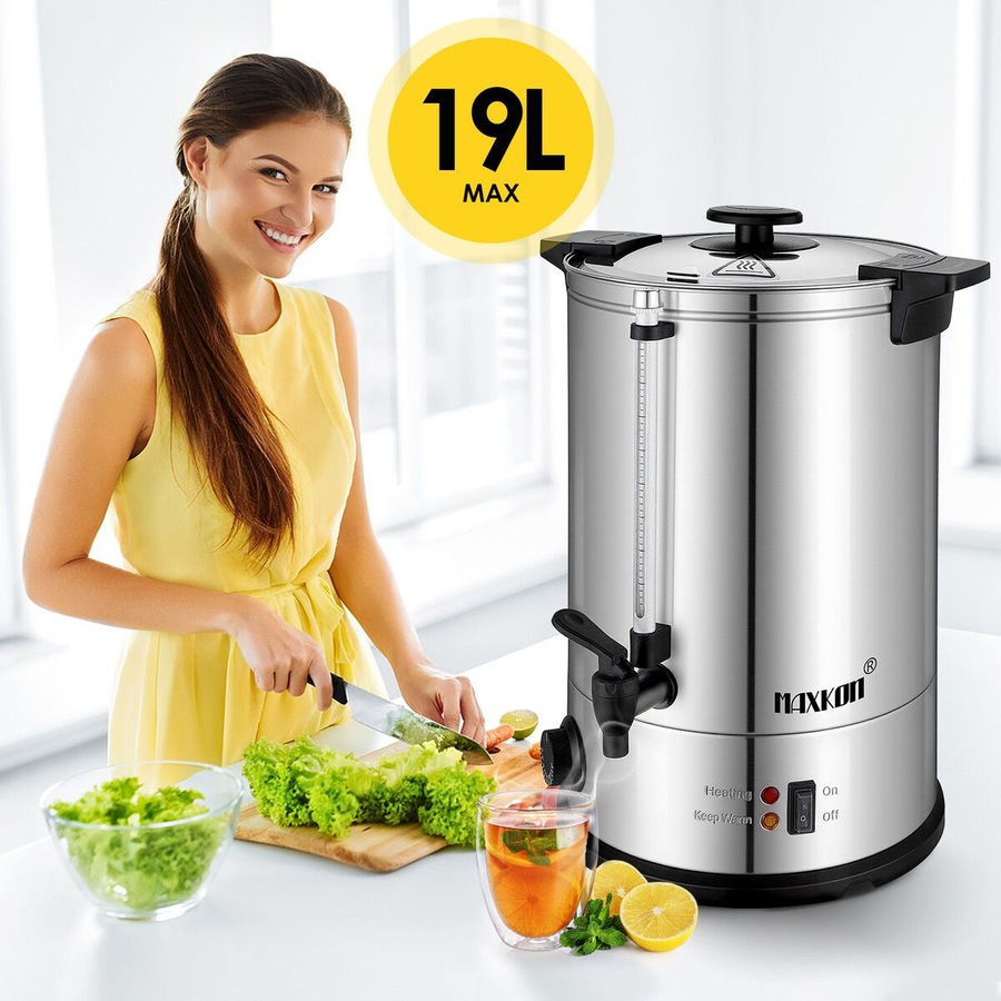Maxkon Hot Water Urn 19L Instant Heat Beverage Dispenser Cold Coffee Maker Warm Tea Kettle Machine Commercial Home Stainless Steel Double Layer Boiler