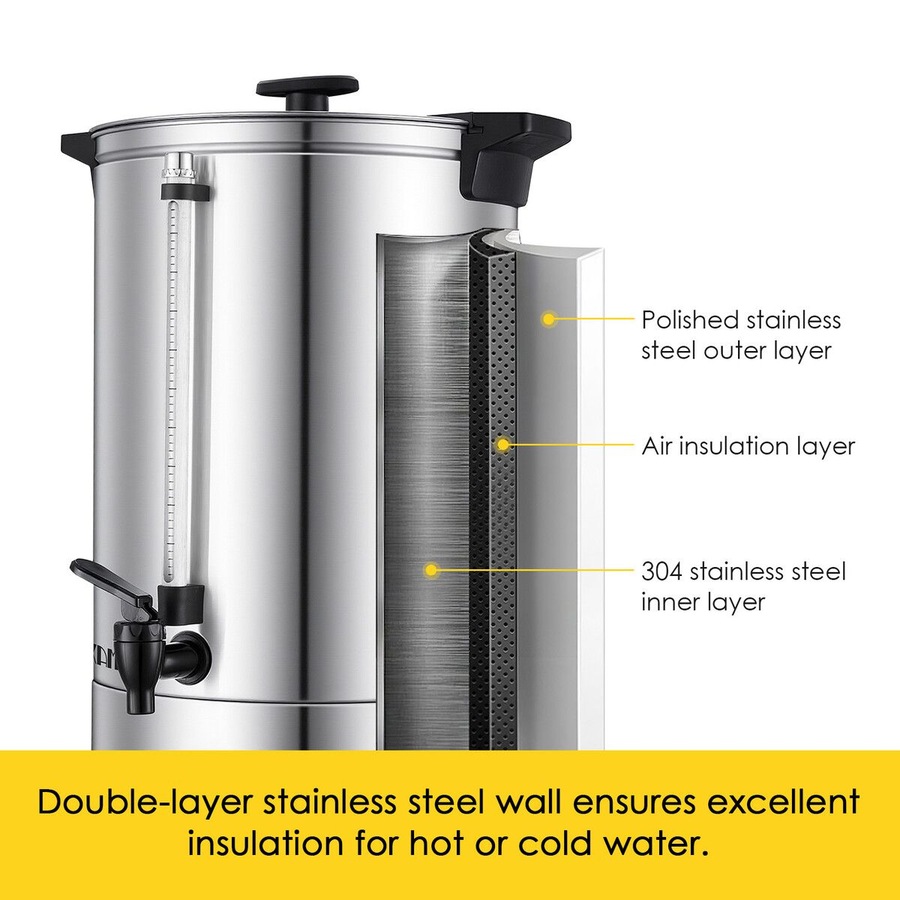 Maxkon Hot Water Urn 19L Instant Heat Beverage Dispenser Cold Coffee Maker Warm Tea Kettle Machine Commercial Home Stainless Steel Double Layer Boiler
