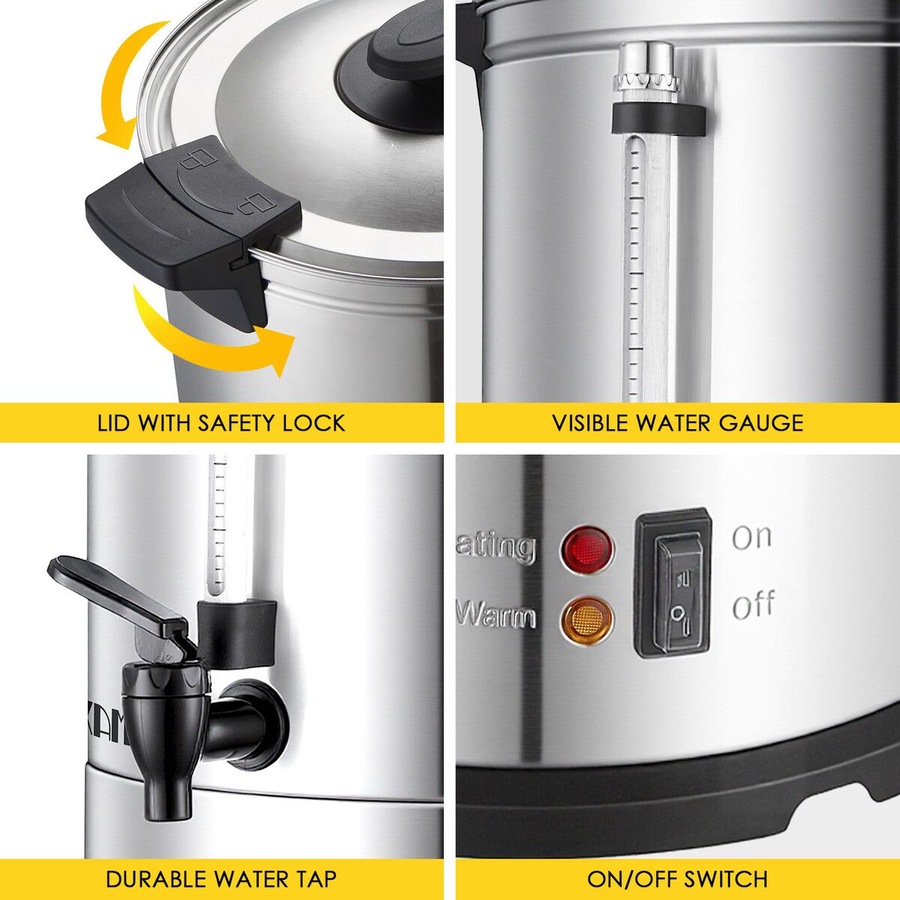 Maxkon Hot Water Urn 19L Instant Heat Beverage Dispenser Cold Coffee Maker Warm Tea Kettle Machine Commercial Home Stainless Steel Double Layer Boiler