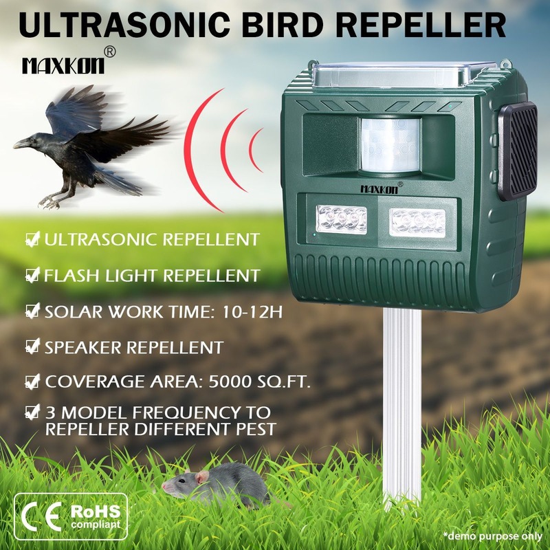 MAXKON Solar Ultrasonic Bird Animal Repeller Extra Large ...