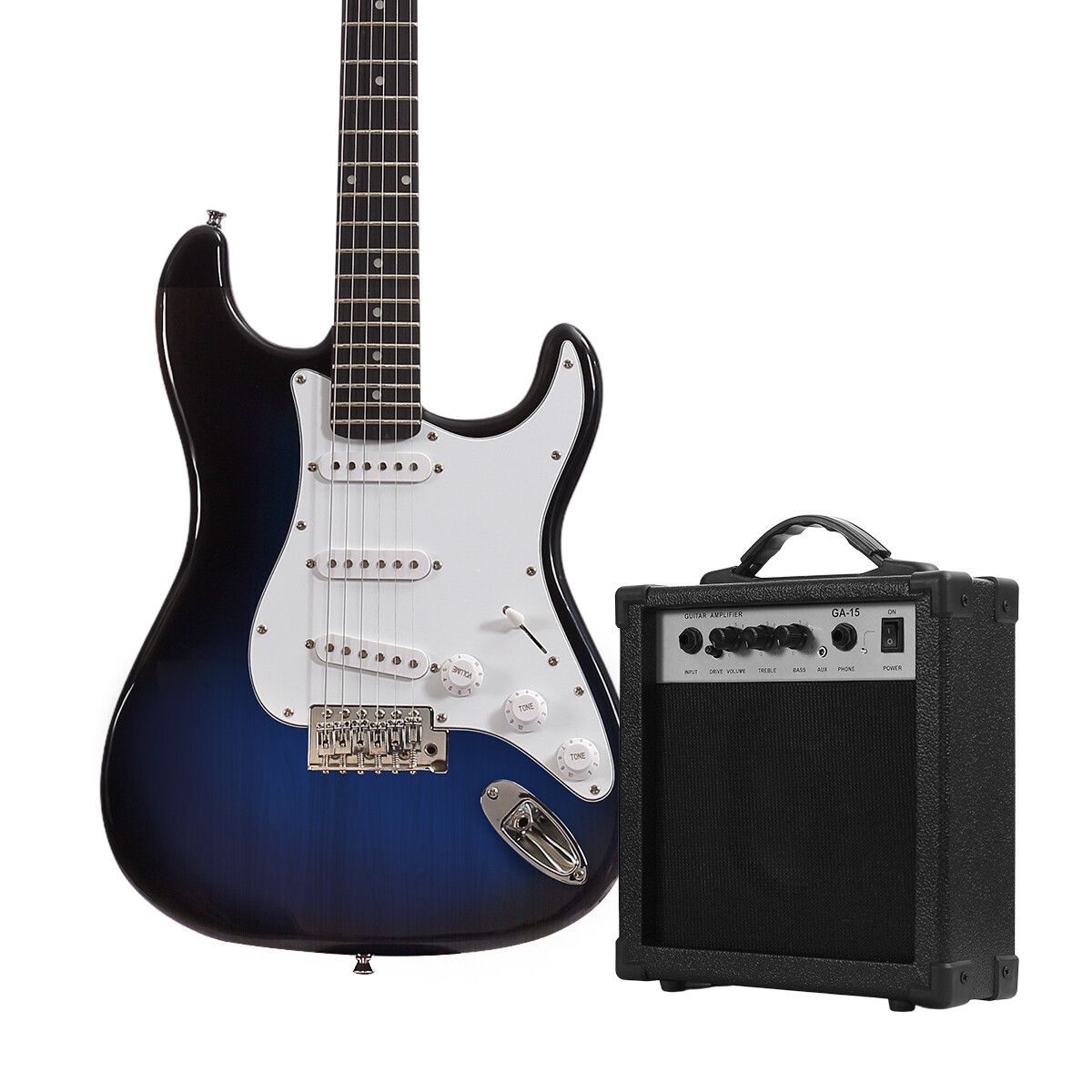 Blue and online white electric guitar