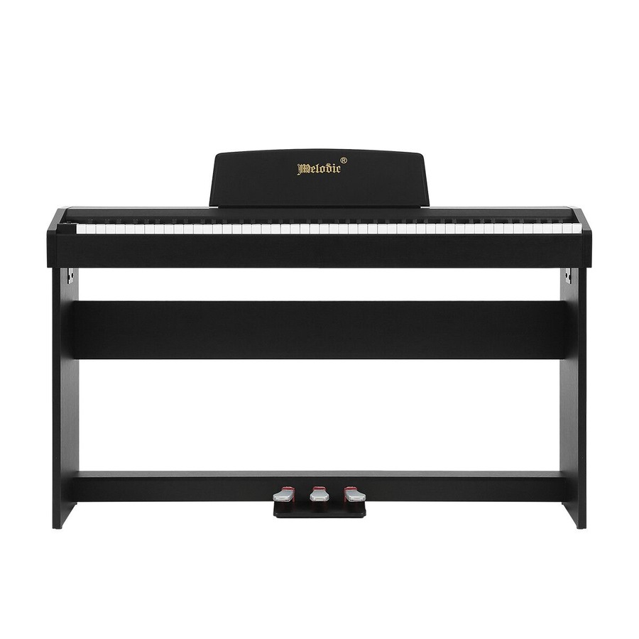 Melodic 88-Key Hammer Action Digital Piano w/ Weighted Keyboard 128 Polyphony 3 Pedals Black