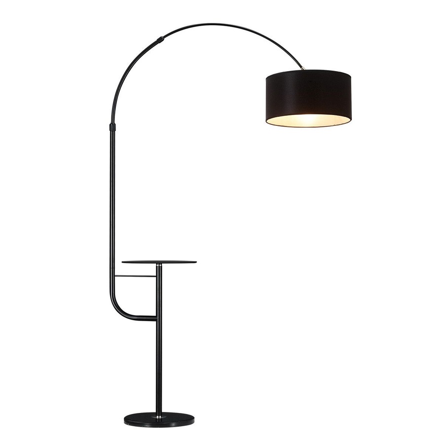 Modern Black LED Floor Lamp Arc Standing Corner Reading Light Adjustable Storage Living Room