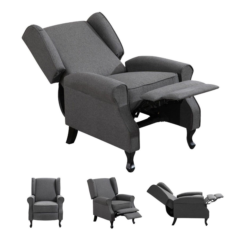 Buy Modern Fabric Recliner Chair Lounge Single Sofa Deep Grey MyDeal