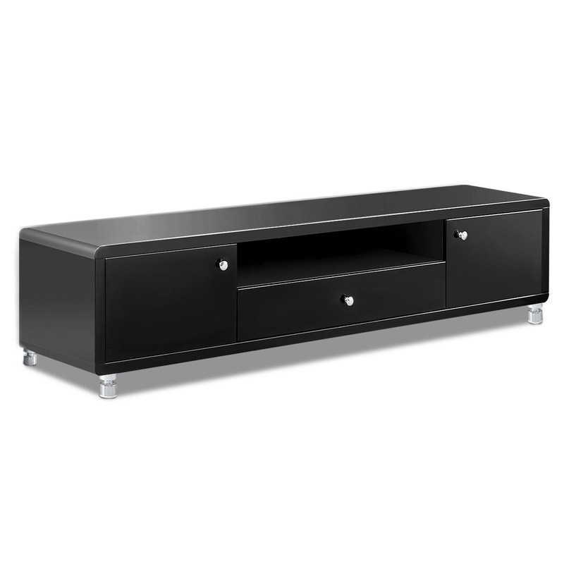 Buy MDF High Gloss Black TV Stand 2 Doors & 1 Drawer MyDeal