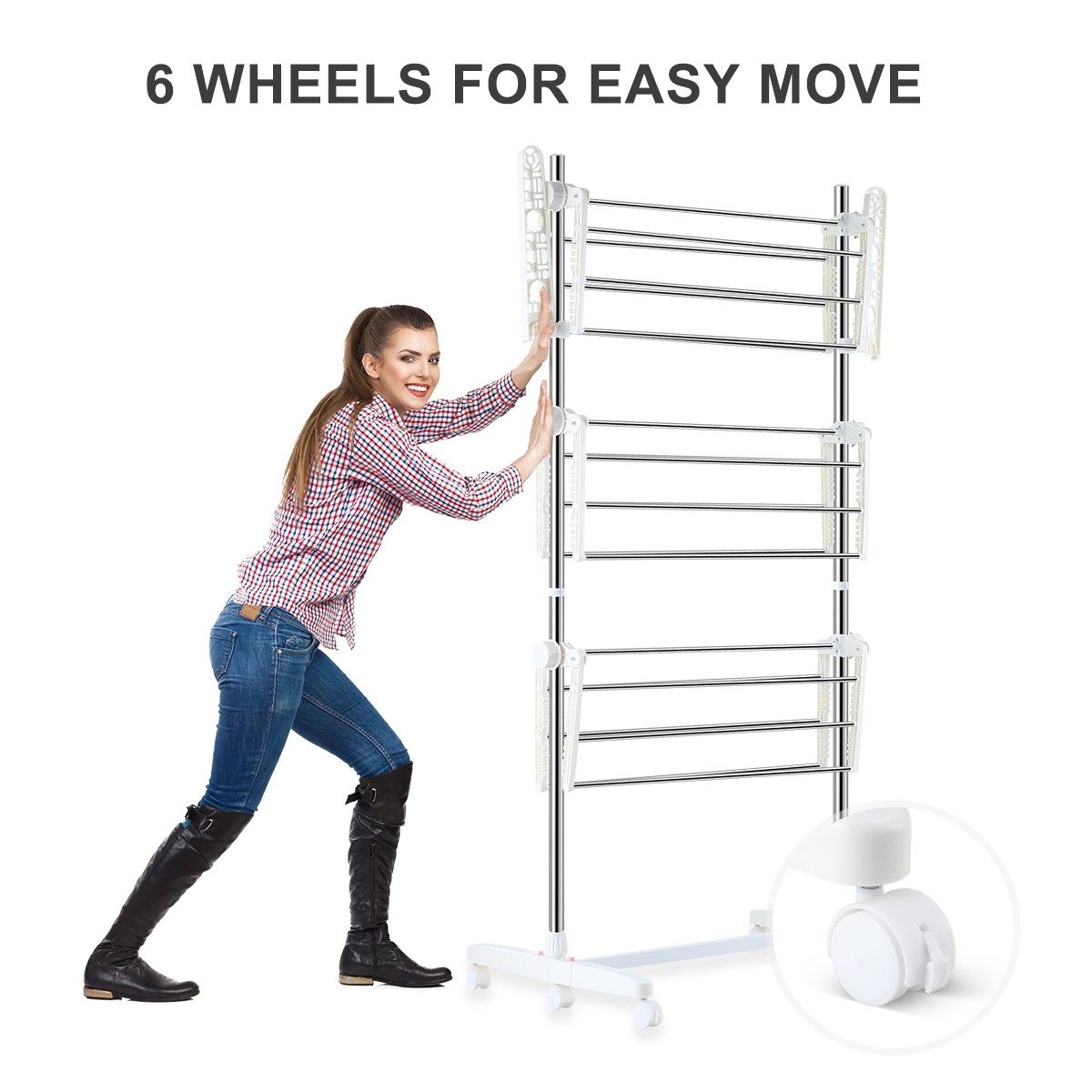 folding clothes airer on wheels