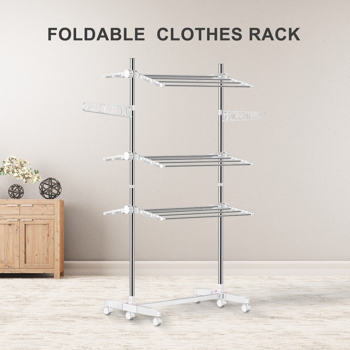 folding clothes airer on wheels