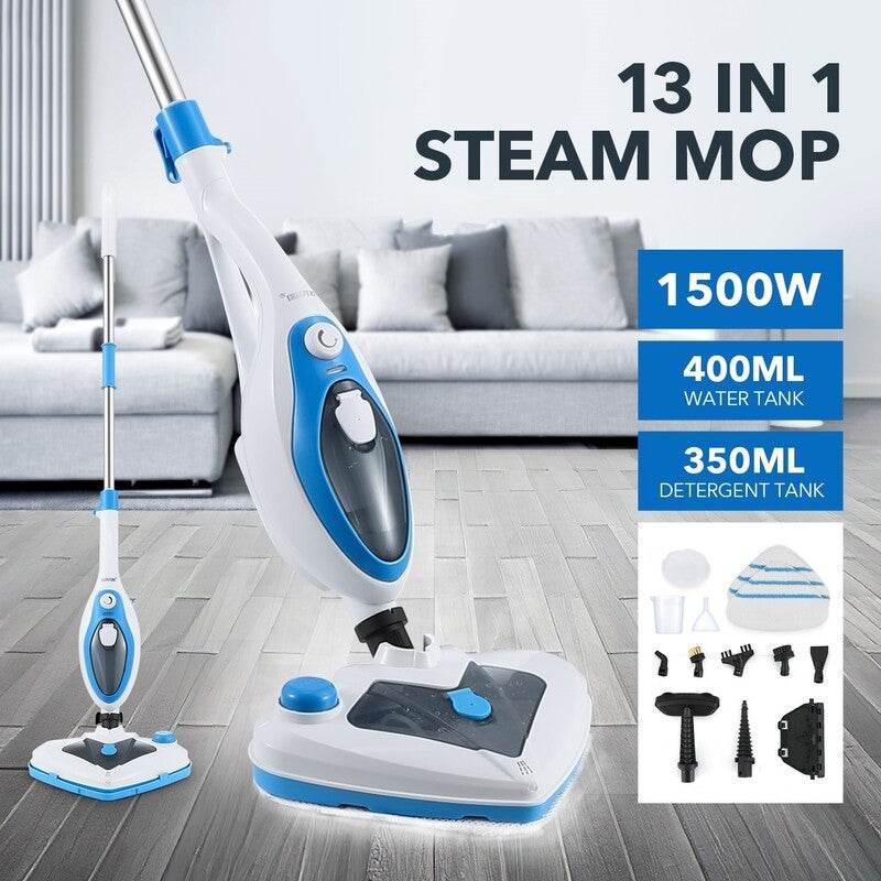Efan 1300W MultiFunction Electric Steam Mop Floor Carpet Tile Cleaning Machine Triangle Swivel Head Kills 99.9% of Bacteria Around the Home 10-in-1 Hot Steamer Cleaner Mop 