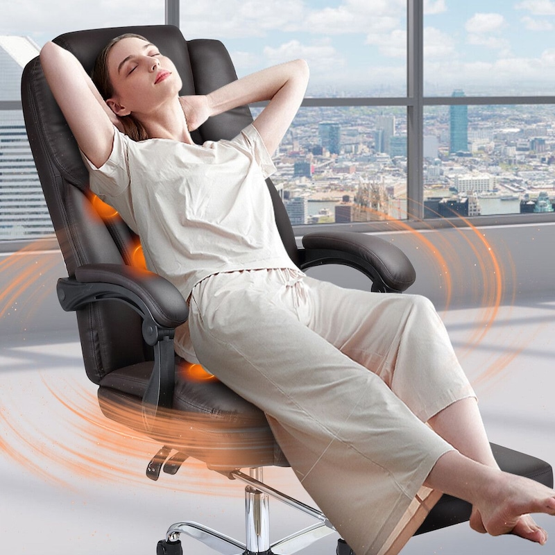 Reclining Office Chair With Footrest BOWTHY Executive Massage