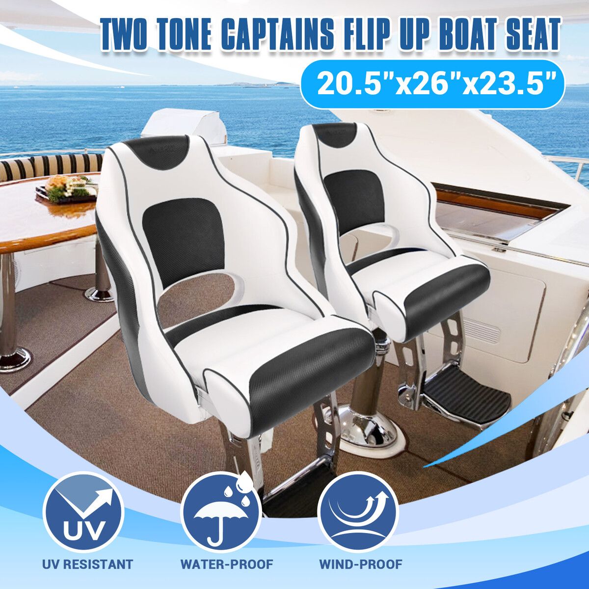 Buy OGL Captains Bucket Boat Seat Chair Helm Sports Flip Up Bolster Grey  and White MyDeal