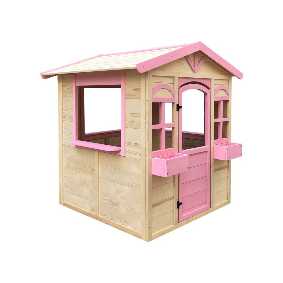 Outdoor Kids Cubby House Wooden Playhouse Pink