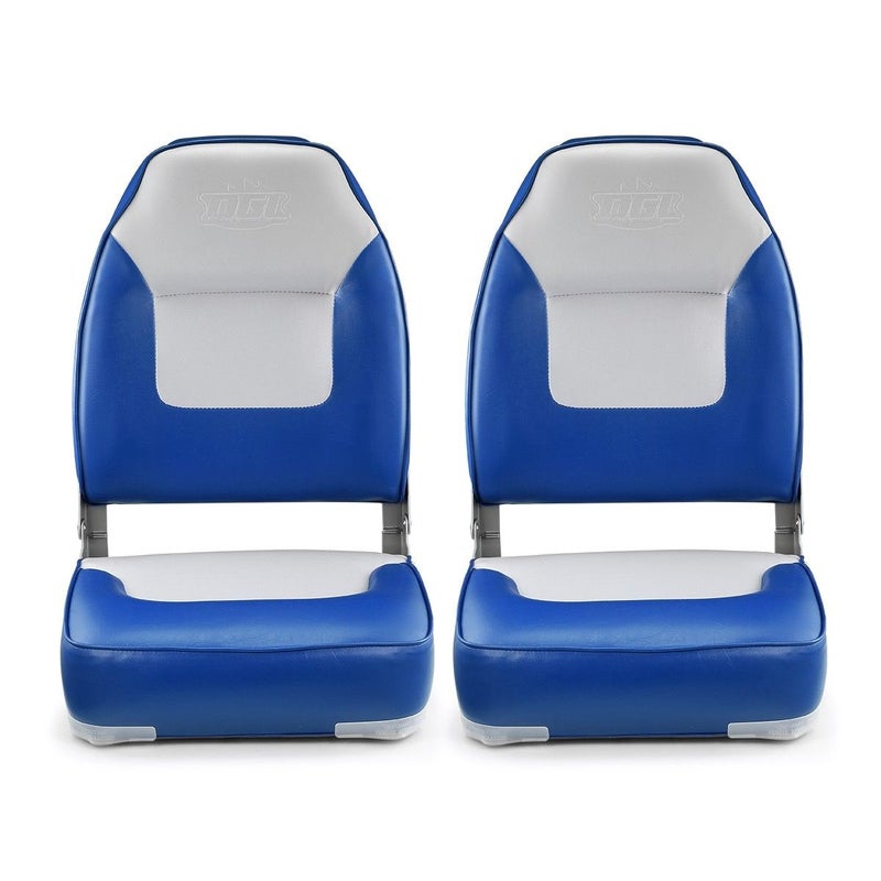 Buy 2 High Back Fishing Boat Seats Fold Down Seat Blue - MyDeal