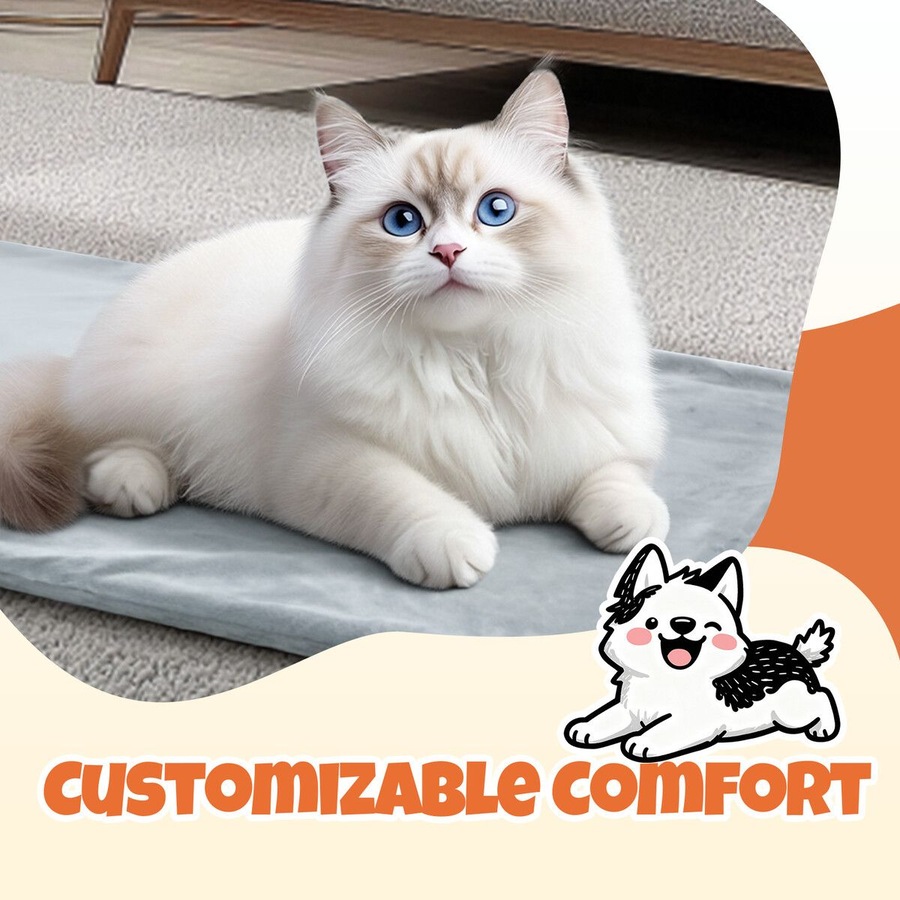 Pet Dog Heating Pad Heated Cat Bed Blanket Waterproof Electric Heater 60x45cm Kitten Puppy Bunny Warming Mat Cushion for Crate Carrier House Kennel