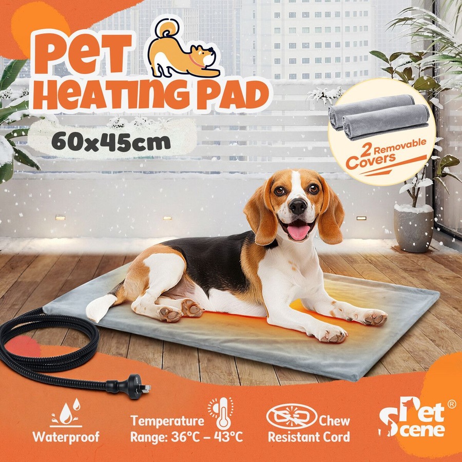 Pet Dog Heating Pad Heated Cat Bed Blanket Waterproof Electric Heater 60x45cm Kitten Puppy Bunny Warming Mat Cushion for Crate Carrier House Kennel