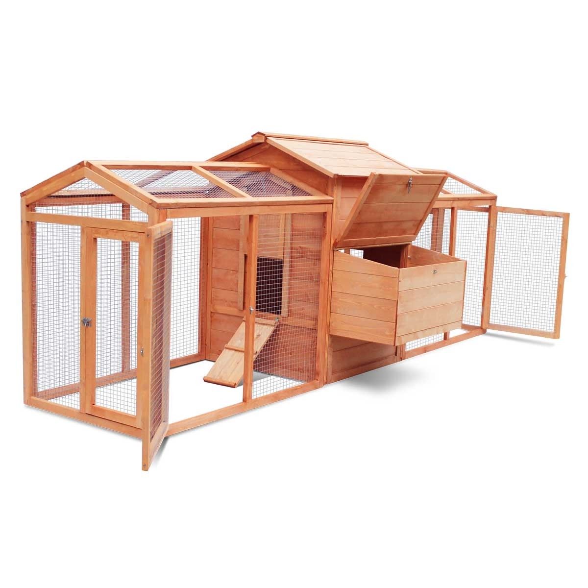 Petscene 284cm Wood Chicken Rabbit Coop Hen House Hutch Poultry Cage 