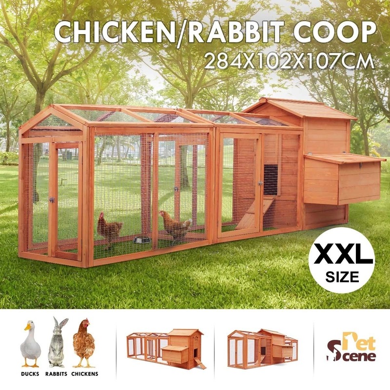 Buy Petscene 284cm Wood Chicken Rabbit Coop Hen House Hutch Poultry