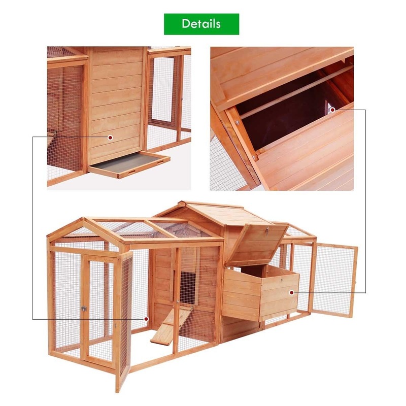 Buy Petscene 284cm Wood Chicken Rabbit Coop Hen House Hutch Poultry